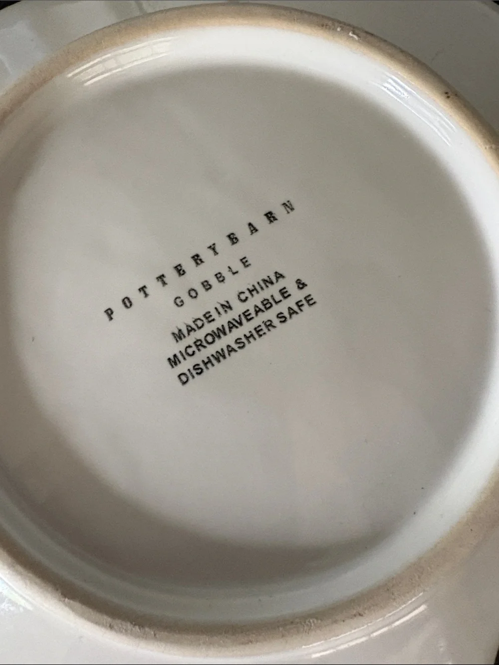 Pottery Barn 1 Salad Dessert Plate Thanksgiving Gobble Turkey Figural